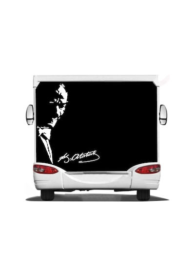 Sticker Usta Atatürk Mustafa Kemal Ve Imza Sticker 00627 Beyaz 20x15 M
