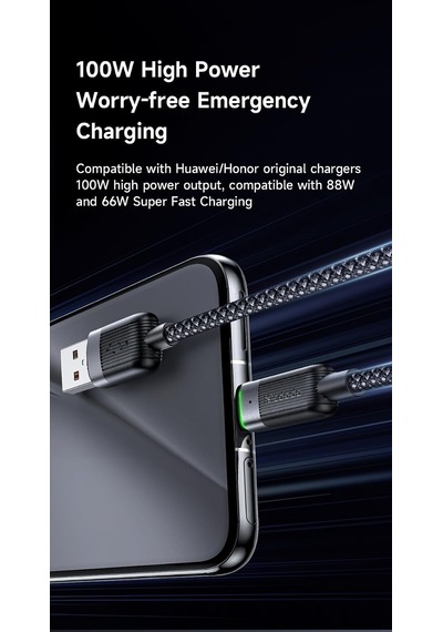 Ca-5650 1.2m Usb-a To Usb-c 6a Siyah Sarilabilir Manyetik Kablo
