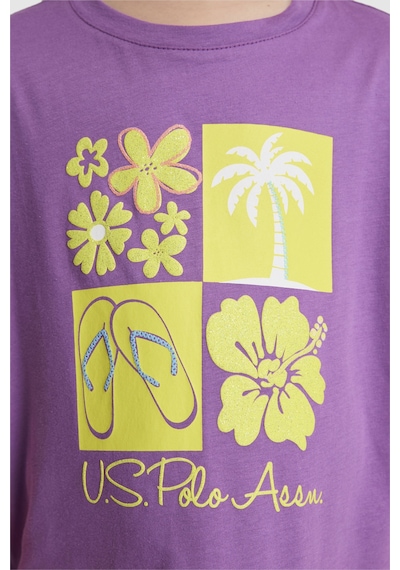 U.S. Polo Assn. Kız Çocuk Menekşe Tişört 50325654-vr037 Menekse