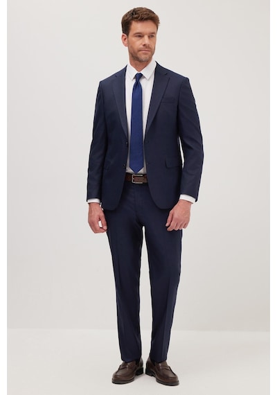 Tudors Erkek Slim Fit Mono Yaka Koyu Lacivert Takım Elbise-41300 Koyu Lacivert