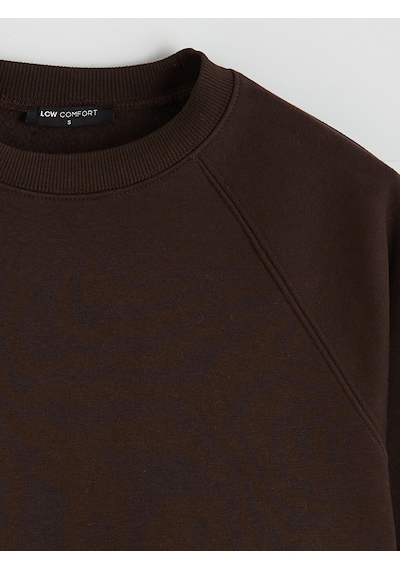 Lcw Comfort Kahverengi Bisiklet Yaka Oversize Kadın Kalın Sweatshirt