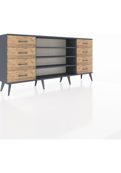 Arges Konsol 3 Raflı 8 Çekmeceli 176x30x83 Antrasit-antrasit/çam Antrasit/çam Arges Konsol 3 Raflı 8 Çekmeceli 176x30x83 Antrasit-antrasit/çam Antrasit/çam