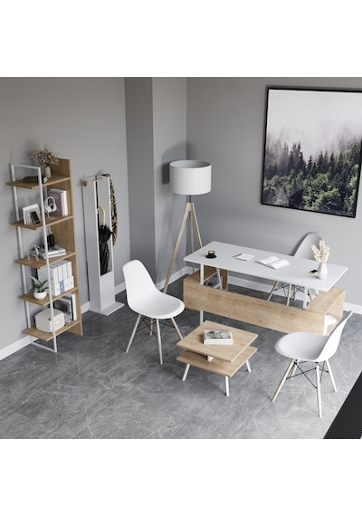 Lagomood İrony Joline Ofis Takımı Beyaz - Meşe