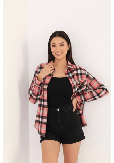 Polologin Butik Pembe Ekose Gömlek Ceket - Rahat Ve Şık Bej