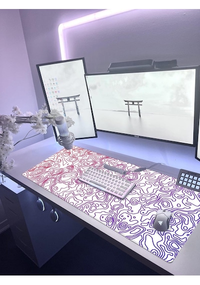 Porge Gaming Mouse Pad 90x40 Mause Pad Xxl Büyük Oyuncu Mouse Ped Speed Beyaz Mouse Pad Gökkuşağı, 90x40 Cm 3mm