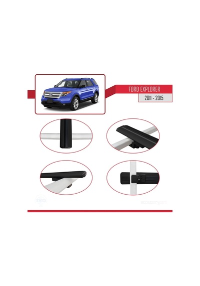 Ford Explorer 2011-2015 Arası İle Uyumlu Basic Model Ara Atkı Tavan Barı Siyah 3 Adet