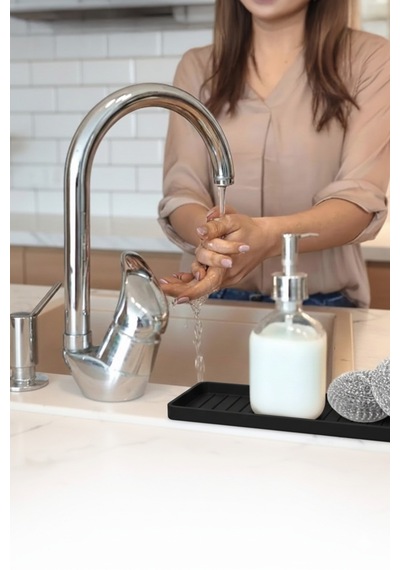 Siyah Silikon Yağdanlık Yağlık Standı Altlık Çok Amaçlı Organizer Sabunluk Altlığı 23x10 Cm Diğer