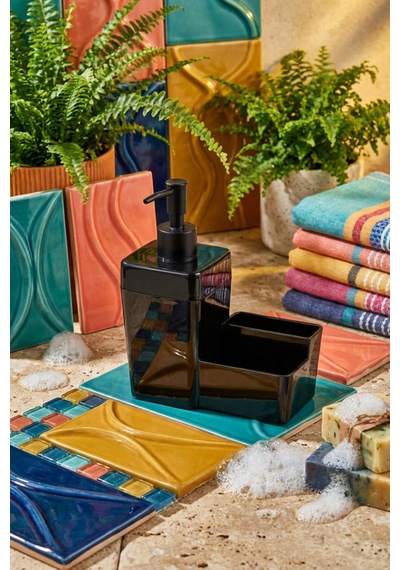 Makri Home Sıvı Sabunluk 450 Ml 19x16x8 Cm - Siyah Siyah