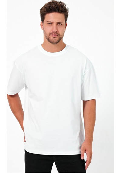 Urbantrendstore Unisex Sade Basic Yazlık Beyaz Siyah Tshirt Oversize Fit Rahat Geniş Salaş T-shirt Günlük Tişört Sağlam Yırtılmaz Ter Emici Cotton