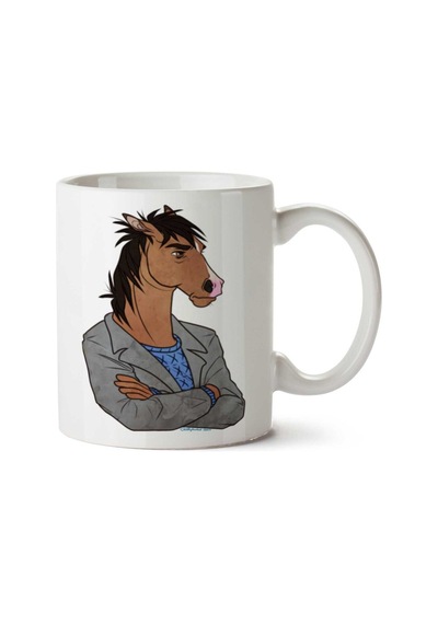 Bojack Horseman Mr Peanutbutter Horse Drawing İki Tarafı Baskılı Kupa Bardak Çok Renkli
