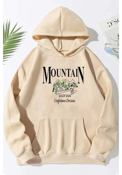 Unisex Montain Baskılı Sweatshirt Siyah