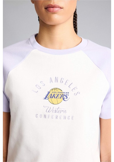 Defacto Nba Los Angeles Lakers Slım Fıt Pamuklu Kısa Kollu Tişört G0685ax26sper105 Ekru-er105