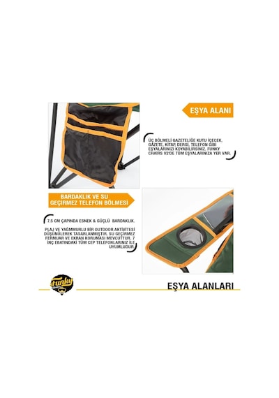 Cool Ice Petrol Yeşili/sarı Lüks Kamp Sandalyesi Petrol Yeşili
