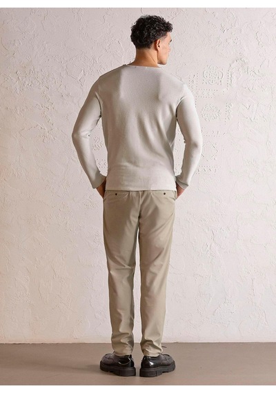 Gmg Fırenze Ekru Erkek Bisiklet Yaka Slim Fit Kazak Gu25mfw04028 Taş