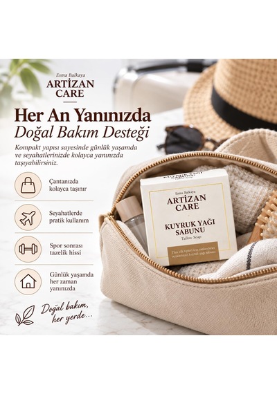 Artizan Care Kuyruk Yağı Sabunu 110 G El Yapımı Doğal Sabun Doğal Gliserin İçeren Saç, Yüz Ve V