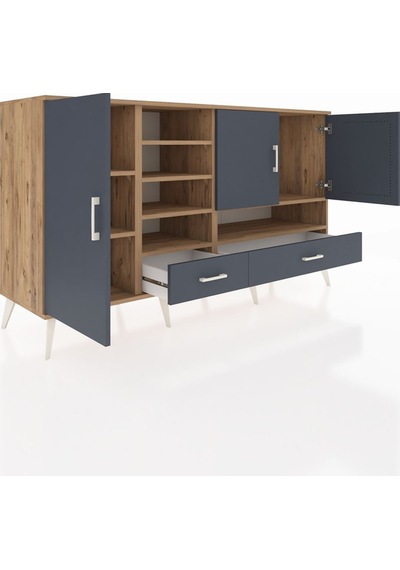 Kronos Konsol 8 Raflı 2 Çekmeceli 3 Kapaklı 176x59x99 Çam-antrasi Çam-antrasit
