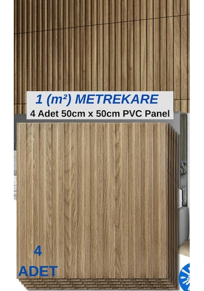 1m² 50cmx50cm 4 Adet Kahverengi 3d Abs Pvc Malzeme Dayanıklı Duvar Paneli Silinebilir Lambiri Panel