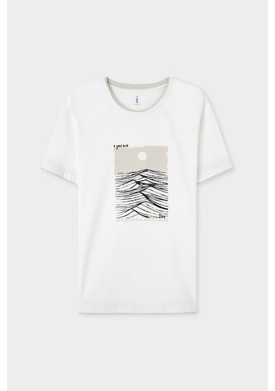 Twn Slim Fit Ekru Düz %100 Pamuklu T-shirt 2ec143831113m E01