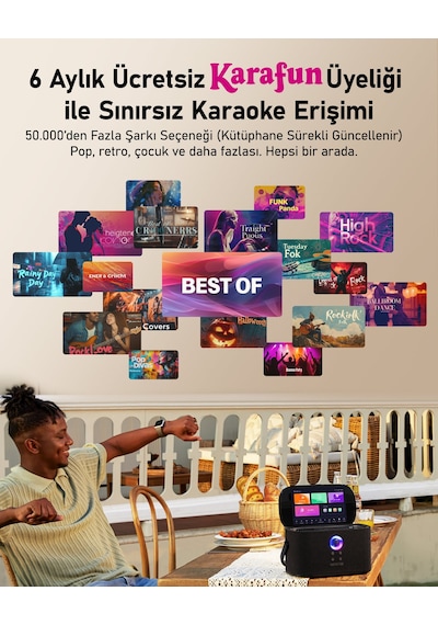 Ikarao Partybox Shell S2 140w Karaoke Bluetooth Hoparlör Seti, 8" Dahili Tablet, 2 Kablosuz Mikrofon