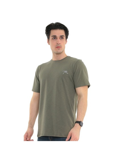 Raru Erkek %100 Pamuk T-Shirt Gravıs Haki (541475197) Çok Renkli