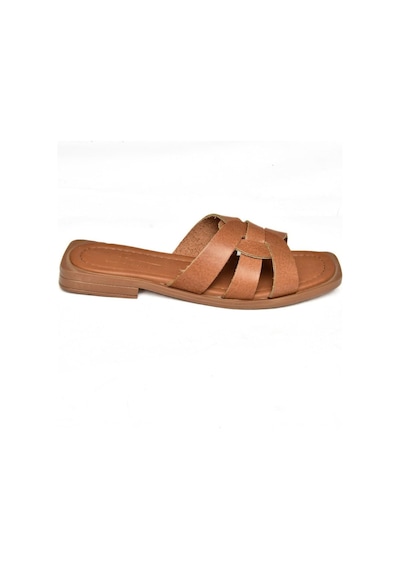 Fox Shoes S291045603 Taba Hakiki Deri Kadın Terlik Taba