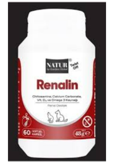 Renalin Twistoff Kedi & Köpek Böbrek Destek Vitamini 60 Kapsül Fosfor Bağlayıcı