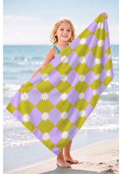 Damalı Güneş Motifli Mikrofiber Plaj Havlusu-modern Pastel Lila Sarı Hızlı Kuruyan Havuz Deniz Havlu Sakin Yakamoz Damalı Güneş Motifli Mikrofiber Plaj Havlusu-modern Pastel Lila Sarı Hızlı Kuruyan Havuz Deniz Havlu Sakin Yakamoz