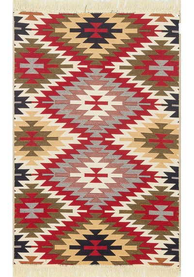 Red Multy Yıkanabilir Çift Taraflı Modern Desenli Dokuma Kilim
