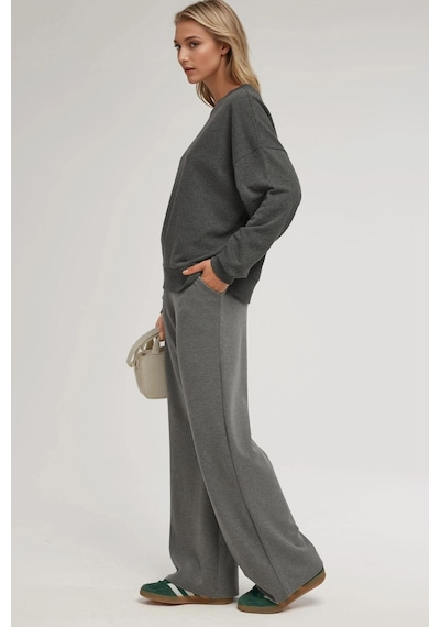 Hiccup Oversize Bisiklet Yaka Basic Sweatshirt Arduvaz Grisi
