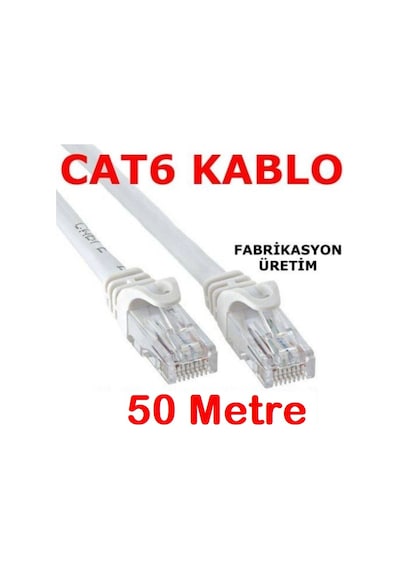 Cat6 Kablo Ethernet Adsl Lan Patch Kablo Fabrikasyon Uç 50 Metre