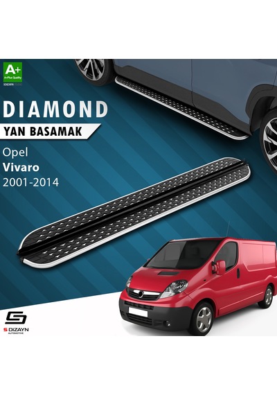S-dizayn Opel Vivaro A Kısa Şase Diamond Krom Yan Basamak 223 Cm 2001-2014 A+ Kalite