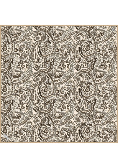 Poanes Paisley Dalgası Desenli Twill İpek Eşarp Açık Pembe - Pembe
