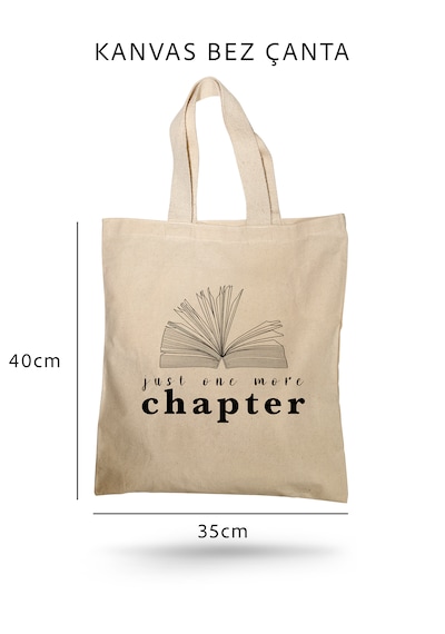 Lunora-collection Just One More Chapter Baskılı Kanvas Bez Çanta Ham Renk