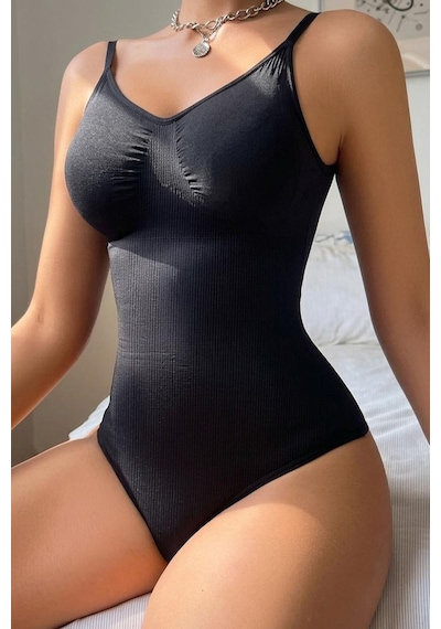 Alt Tarafı Çıtçıtlı Zıbın Korse Seamless 9051 Siyah