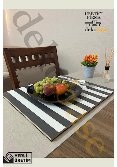 Antrasit-beyaz 4 Adet Çok Amaçlı Koltuk Kenar Sehpası, Supla, Yemek Servis Altlığı Antrasit-beyaz