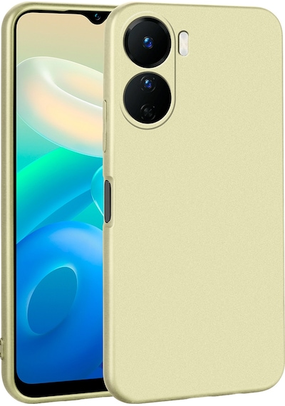 Noktaks - Vivo Y16 Uyumlu - Kılıf Mat Soft Esnek Premier Silikon Kapak - T26035 - Gold Gold