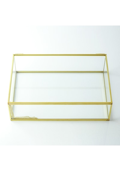 Cam Kutu Ekstra Büyük Pirinç & Gold 40x30x8cm