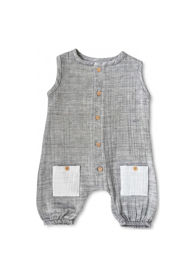 Tiffany Baby & Kids Müslin Natural Hemb Tasarımlı Atlet Tulum gri