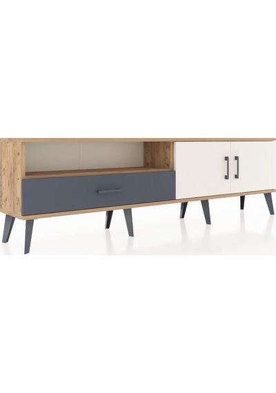 Arges Tv Ünitesi 2 Raflı Tek Çekmeceli 2 Kapaklı 176x30x51 Çam-aytaşı/antrasit Aytası/antrasıt Arges Tv Ünitesi 2 Raflı Tek Çekmeceli 2 Kapaklı 176x30x51 Çam-aytaşı/antrasit Aytası/antrasıt