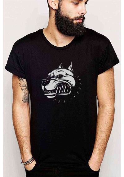 Pitbull Hate Baskılı Siyah Erkek Tshirt