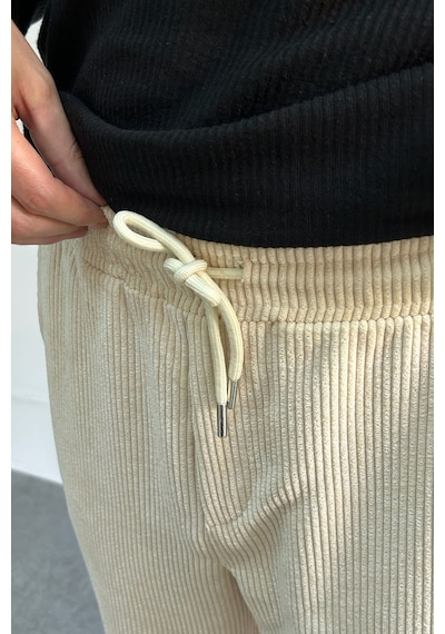 Erkek Beli Lastikli Baggy Kalıp Kadife Pantolon 001