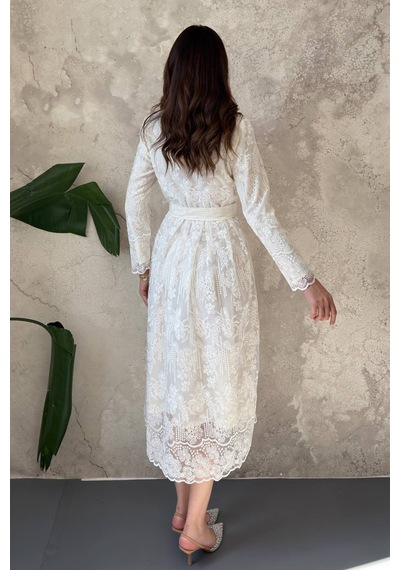 Alemdarshop Bej Taşlı Elbise