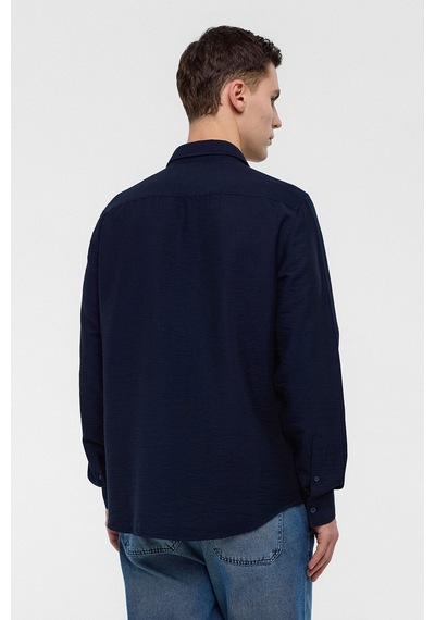 Backandbond Lacivert Regular Fit Uzun Kollu Düz Gömlek Backandbond Lacivert Regular Fit Uzun Kollu Düz Gömlek