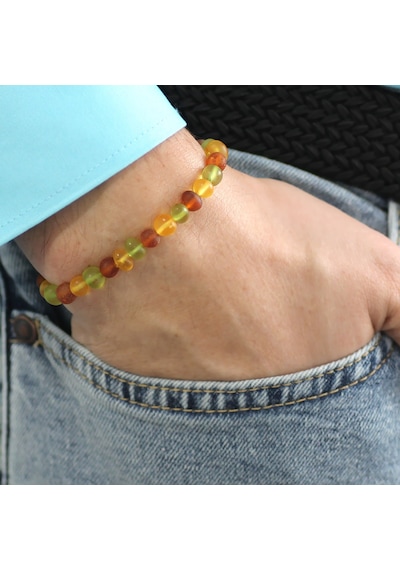 Mat Multicolor Renk Natural Form Doğal Damla Kehribar Erkek Bileklik Çok Renkli