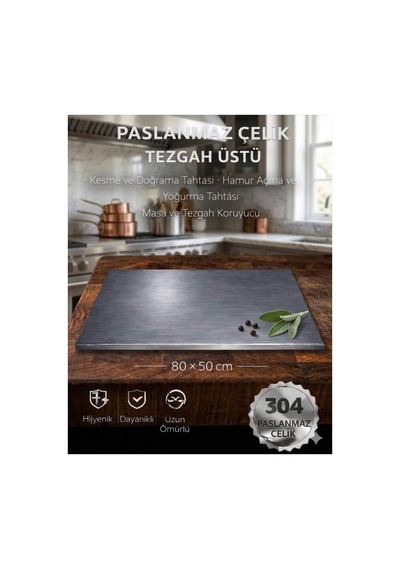Gkd Üst Kalite 80x50cm Tek Bükümlü Paslanmaz Çelik Tezgah Üstü Kesme Tahtası, Hamur Yoğurma Tahtası, Tezgah Üstü Koruyucu Metalik Gkd Üst Kalite 80x50cm Tek Bükümlü Paslanmaz Çelik Tezgah Üstü Kesme Tahtası, Hamur Yoğurma Tahtası, Tezgah Üstü Koruyucu Metalik
