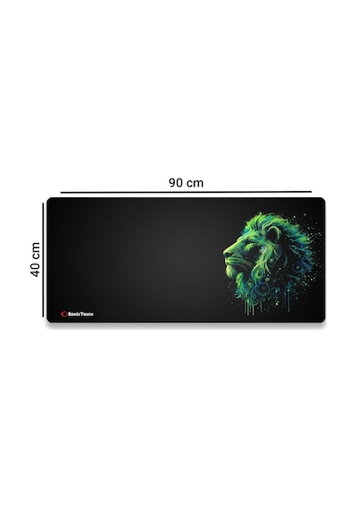 Sonictouch Ultragrand Siyah Ve Neon Yeşili Aslan Dikişsiz Xxl Gaming Oyuncu Masaüstü Klavye Mouse Pad 40x90cm