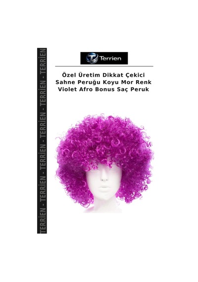 Özel Üretim Dikkat Çekici Sahne Peruğu Koyu Mor Renk Violet Afro Bonus Saç Peruk