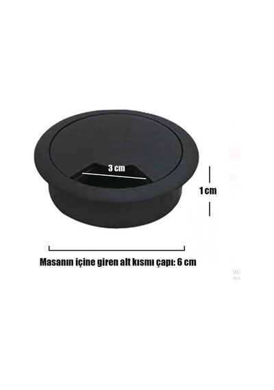 Tr Masa Üstü Kablo Kanalı Deliği Kapağı Siyah Masa Kapağı 6 Cm 5 Adet