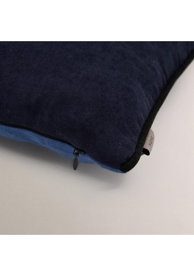 Efe İki Renkli Biye Detaylı Kırlent Kılıfı Koyu Lacivert