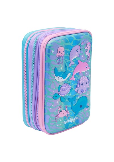 Smiggle Dynamic Üç Bölmeli Sert Kalem Kutusu Turkuaz 454635 Çok  Renkli
